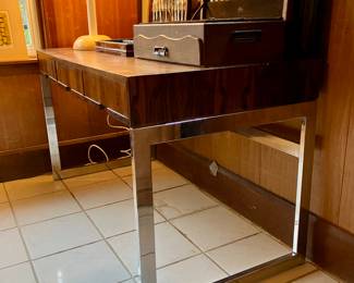Chrome and Brazilian rosewood desk