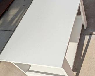 White Wooden Coffee Table with shelf below