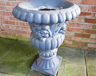Large concrete garden urn, one of a pair, YOU MUST LOAD!