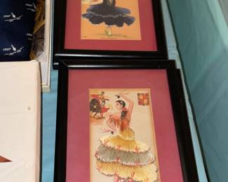 Vintage Framed Fabric Postcards