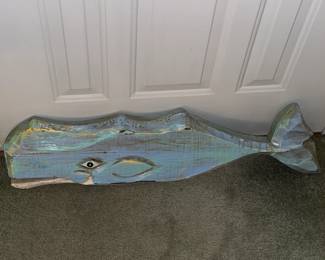 Large Carved Wall Hanging Wooden Whale