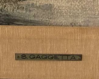 ORIGINAL 1960s Abstract Painting Hand Signed By Sergio Gaggetta W/ Name Plate