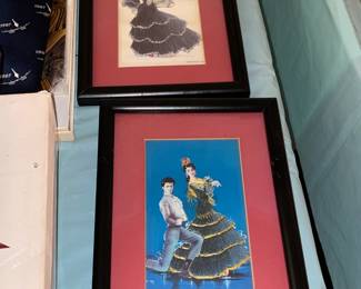 Vintage Framed Fabric Postcards