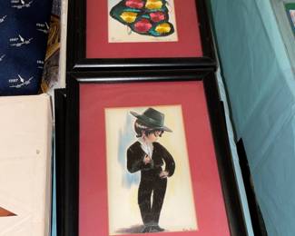 Vintage Framed Fabric Postcards