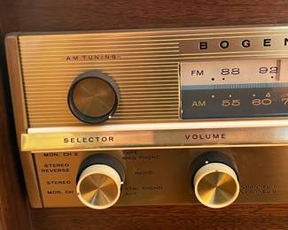 INCREDIBLE Near Mint Vintage Mid-Century Modern 2 Piece 1960s Bogen Stereo High Fidelity Console Cabinet W/ Drop Down Bar, Bookcase, Speakers, Gerrard Turntable, & ORIGINAL Paperwork/Manuals