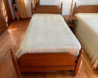 Vintage Twin Sized Wooden Bed Frames W/ Headboards & Footboards