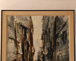 ORIGINAL 1960s Abstract Painting Hand Signed By Sergio Gaggetta W/ Name Plate