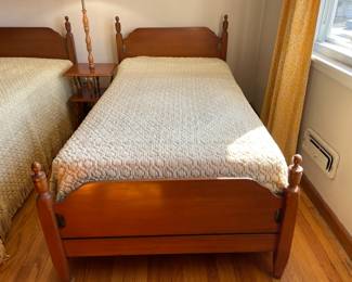 Vintage Twin Sized Wooden Bed Frames W/ Headboards & Footboards