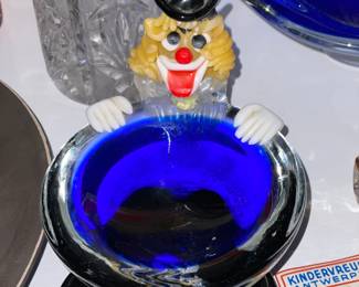 Murano Art Glass Clown Candy Bowl