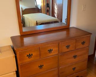 Vintage Country Dresser W/ Drawers & Mirror