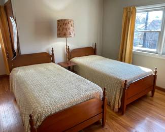 Vintage Twin Sized Wooden Bed Frames W/ Headboards & Footboards