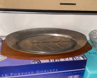 Pewter & Teak Serving Tray