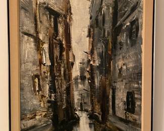 ORIGINAL 1960s Abstract Painting Hand Signed By Sergio Gaggetta W/ Name Plate