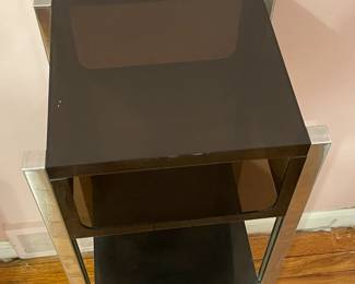 Vintage 1970s Mid-Century Modern Cool Smokey Gray Acrylic & Chrome Legs Shelving Unit