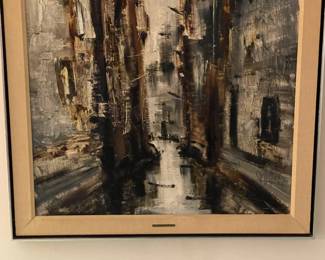 ORIGINAL 1960s Abstract Painting Hand Signed By Sergio Gaggetta W/ Name Plate