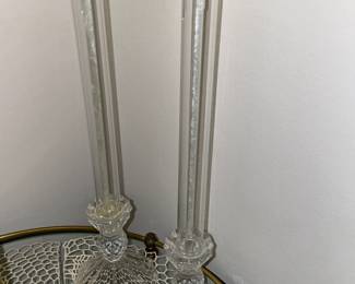 Glass Candlesticks W/ Clear Glass Holders