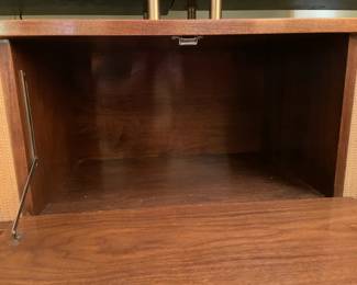 INCREDIBLE Near Mint Vintage Mid-Century Modern 2 Piece 1960s Bogen Stereo High Fidelity Console Cabinet W/ Drop Down Bar, Bookcase, Speakers, Gerrard Turntable, & ORIGINAL Paperwork/Manuals