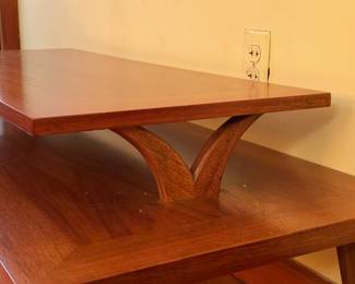 BEAUTIFUL Mid-Century Modern 2 Tier Coffee Table W/ Brass Capped Legs