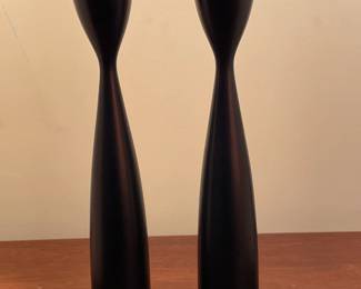 Vintage Mid-Century Modern Danish Teak Wooden Candle Holder Set