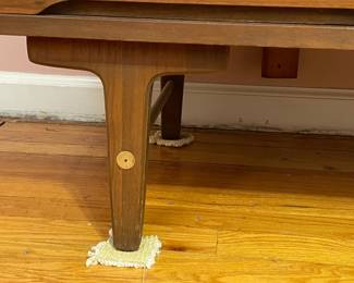 Vintage Mid-Century Modern 9 Drawer Walnut Lowboy Dresser W/ Mirror By Stanley