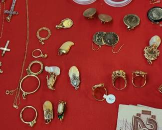 Assorted Gold jewelry and coins 