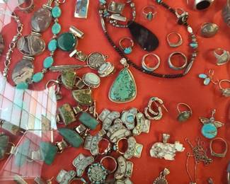 Assorted Turquoise jewelry. 
