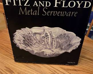 #39 Fitz and Floyd Metal Serveware (Salad Bowl w/serving pieces) $25.00