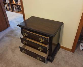 #66 Kincaid 3 drawer Bedside Table (small finish issues) - 27x16x24 $65.00