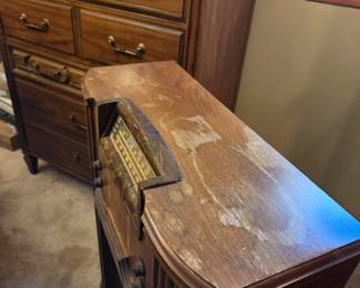 #37 Philco Radio (tube) - purchased in 1943 and has paperwork (small finish issue top) - 26x11x38 $75.00