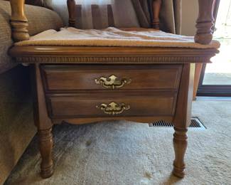 #2 Maple End Table w/1 drawer - set of 2 - 24x28x21 (as is finish issues on top) $80.00