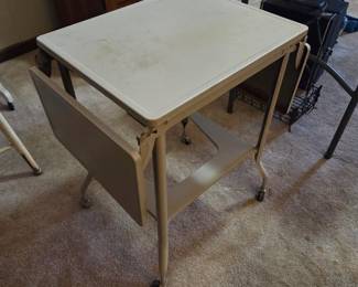 #25 Metal Typing Table w/drop-down sides - on Wheels -22-38x16x27 $30.00