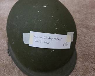 #119 Metal US Army Helmet with liner $70.00