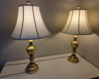 #7 Set of 2 Brass Base Lamps - 32" tall w/brass Finial $50.00