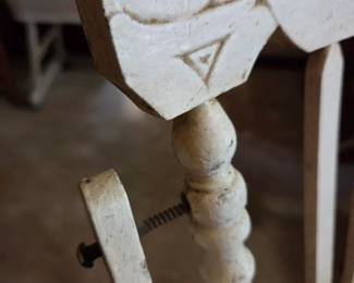 #26 White Distressed Kids High Chair (as is paint finish and one side small wood piece) $20.00