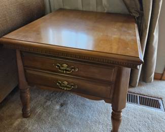#2 Maple End Table w/1 drawer - set of 2 - 24x28x21 (as is finish issues on top) $80.00