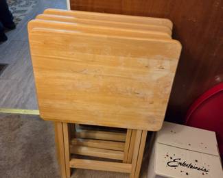 #41 Set of 4 Wood TV Trays $20.00