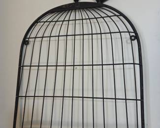 #51 Antique Black Metal Bird Cage Front Décor - 16Wx19Tx3D $20.00