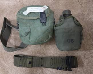 #120 US Army Mess Kit canteen and belt $55.00