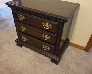 #66 Kincaid 3 drawer Bedside Table (small finish issues) - 27x16x24 $65.00