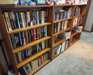 #42 Wood 9 shelf Bookcase (all as one long piece attached) Heavy - You Move 96x11x50 $300.00
