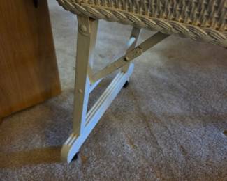 #27 White Wood/Wicker Rolling Bassinet w/handles w/convertible top (legs fold up) - 33x20x38 $25.00