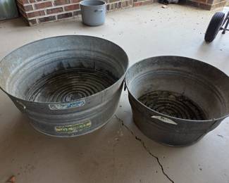 #92 Galvanized Tub No. #3 and Smaller Galvanized No. #0 - sold as a pair $45.00