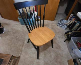 #43 Black Painted Wood Chair w/Natural Wood Seat $20.00