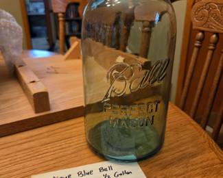 #124 Antique Blue Bell Perfect Mason 1/2 gallon #3 canning jar (no lid) $20.00