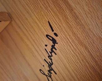 #40 Oak Table w/6 chairs - signed on bottom of Table 54-72x43x29 $250.00