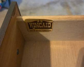 #66 Kincaid 3 drawer Bedside Table (small finish issues) - 27x16x24 $65.00