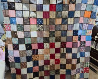 #64 Hand-pieced Square Quilt Top only - 44x80 $25.00