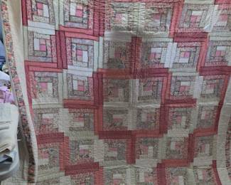 #65 Quilted Log Cabinet Quilt - 80x82 w/2 pillow Shams $40.00