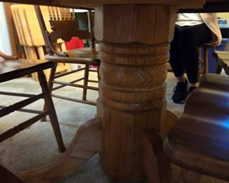 #40 Oak Table w/6 chairs - signed on bottom of Table 54-72x43x29 $250.00