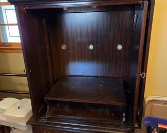 #34 Wood Entr. Center w/2 doors that slide back & 2 drawers - 38x23x61 $75.00